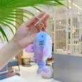 Cute gradient purple plush shark keychain with golden metal hook and soft texture - Purple (Gold Clasp) / 13cm Length