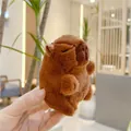 Close-up of a small plush Capybara pendant held in hand showing soft fur and details - Classic Style (10cm) / Plain Chain