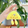 Close-up of yellow plush cheese monster pendant with big eyes and silver bead chain - Yellow (Small with Chain)