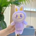 Close-up of purple plush monster keychain with signature jagged smile and soft rabbit ears - Style Without Chain / Purple