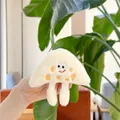 Cute plush cream cheese keychain with embroidered smiling face and orange spots decoration - Cream White (Small No Chain)
