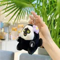 Handmade white-faced monkey plush keychain with purple crochet flower decoration - Hanging Chain / Purple