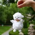 White fluffy lamb plush keychain with a red collar and a small golden bell - White Sheep Standard Chain (With Bell) / 15cm