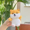 Süßer Shiba Inu Plüsch-Schlüsselanhänger in Orange mit Pfotenstickerei und Metallring - Kettenstil / Klein / Gelb