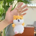 Detailansicht eines Shiba Inu Plüschanhängers mit Textur und goldenem Metallverschluss - Goldene Schnalle Stil / Klein / Gelb