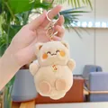 Portachiavi orsetto di peluche beige con chiusura in metallo dorato e ciondolo Nafu - Targhetta Portafortuna Con Gancio Dorato / Marrone