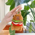 Détail du porte-clés peluche capybara burger montrant les couches douces et colorées - Hauteur environ 10cm / Capybara Hamburger (Avec Chaîne)