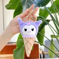 Schattige Kuromi pluche ijshoorntje sleutelhanger met paarse oren en gouden sluiting - Paarse Cartoonfiguur Stijl (Gouden Gesp) / Ongeveer 14cm