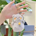 Simpatico portachiavi a gatto in peluche grigio con campanellino dorato e gancio - Campanello Con Gancio Dorato / Grigio