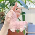 Pink curly plush alpaca keychain detail with soft texture and metal clip for bags - Hanging Chain / Pink / Approx. 12cm