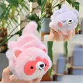 Detailed view of plush red panda and bear keychains in pink and purple soft faux fur - 15cm Hanging Chain / Pink To Purple