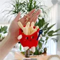 Porte-clés peluche frites mignon avec visage souriant et fermoir mousqueton doré - Frites (Boucle Dorée) / 8 cm - 10 cm