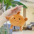 Détail du porte-clés en peluche poire givrée marron avec un joli visage souriant - Style Chaîne Suspendue / Marron