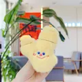 Cute yellow plush ginger root keychain with embroidered smiling face and soft texture - 12cm Mink Ginger / Gold Clasp