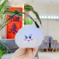 Cute white plush radish charm with green leaves and embroidered face for backpacks - 9cm Mink Garlic / Plain Chain