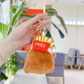 Cute Capybara plush keychain holding red fries bag with high-quality gold metal ring - 12cm / With Fries (Golden Clasp) / Tan