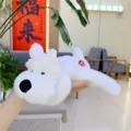 Plush West Highland White Terrier stuffed toy with long white fur held in hand - White Puppy / 20cm