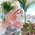 Roze alpaca pluche sleutelhanger met witte stippen en zilveren metalen ring voor tas - Eenvoudige Ketting / Roze / 11cm
