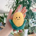 Cute plush corn keychain in yellow and green with a soft texture and metal bead chain - 11cm Corn / Gold Clasp