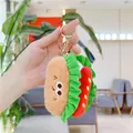 Detail of creative plush burger keychain with cute embroidery and gold lobster clasp - Hot Dog (Gold Clasp)