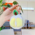 Portachiavi in peluche a forma di avocado con pelliccia verde e chiusura dorata - Durian In Pelliccia Di Visone / Chiusura Dorata