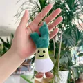 Cute plush leek keychain with embroidered smiley face and green and white color segments - 15cm Green Onion (Bead Chain)