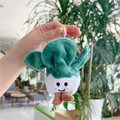 Plush Chinese cabbage character keychain with cute smiley face and metal bead chain - 12cm Cabbage / Gold Clasp