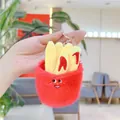 Porte-clés frites en peluche avec visage brodé et anneau en métal doré brillant - Frites / 8cm-15cm / Fermoir Doré