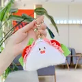 Macro shot of cute plush sandwich keychain with smiling face and golden metal ring - Sandwich (Golden Buckle)