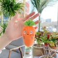 Cute carrot-shaped plush keychain with smiling embroidery and metal bead chain - 12cm Carrot (Bead Chain)