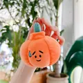 Cute plush capybara pumpkin keychain with orange fur and silver metal bead chain - 10cm Pumpkin / Plain Chain