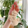 Plush ginger block keychain with embroidered face and silver metal ring on hand - 12cm Ginger (Bead Chain)