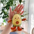 Cute avocado plush keychain with smiley face embroidery and small orange legs - 14cm Premium Avocado / Plain Chain