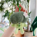 Cute plush broccoli keychain with soft green fleece texture and pink flower detail - 14cm White Broccoli Flower On Top / Plain Chain