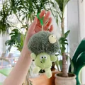 Cute green broccoli plush keychain with tiny yellow chicken and green plastic clip - 14cm With A Small Chicken Broccoli Flower On Top / Gold Clasp