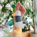 Cute seagull plush keychain made of soft corduroy fabric with a durable white hook - Blue & White / Approx. 12cm