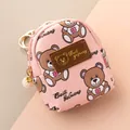 Pink mini backpack coin purse featuring a cute brown teddy bear with a union jack shirt - Bear Pink