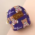 Cute purple mini bear coin purse keychain with pearl pendant and golden zipper - Bear Royal Blue