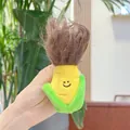 Cute plush corn keychain with yellow kernels, green leaves and fuzzy brown hair details - 12cm Fuzzy Corn (Bead Chain)