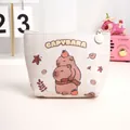 Beige plaid Capybara coin purse and mini earphone pouch in premium waterproof PU leather - Autumn Capybara (A291)