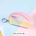 Mini porte-monnaie demi-lune à écailles de poisson irisées et porte-clés 12x4x8cm - Écailles de Poisson - Rose Demi-cercle