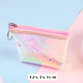 Portamonete olografico a semicerchio con squame di pesce e cerniera rosa 12x3x9cm - 12x3x9cm / Scaglie di Pesce - Rosa Trapezio