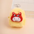 Funny yellow plush horse coin purse with cute embroidery and metal keychain clip - Crying Horse Yellow