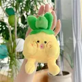 Cute plush pineapple keychain accessory with soft yellow fur and green leaf details - 14cm Yellow Chinese Cabbage / Plain Chain