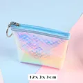 Portamonete cangiante a squame di pesce con cerniera blu, dimensioni 12x3x9cm - 12x3x9cm / Scaglie di Pesce - Blu Trapezio
