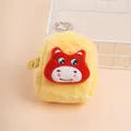 Porte-monnaie peluche animal jaune avec broderie et porte-clés métallique pratique - Cheval Souriant Jaune