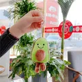 Cute plush avocado keychain with long fur and smiling face for bag accessories - 11cm Small Avocado / Plain Chain