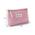 Pinkfarbene Canvas-Kosmetiktasche mit Blumenmuster, 18x12x3 cm, Reißverschluss - Rosa Blumig