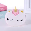 Süße weiße Plüsch-Einhorn-Minigeldbörse mit goldenem Horn und rosa Stickdetails - Rosa