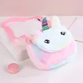 Plüsch Einhorn Umhängetasche für Kinder mit Macaron-Farbverlauf und verstellbarem Gurt - Verlauf Rosa